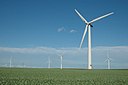 A farm of wind turbines providing clean energy.