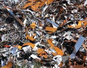 A large pile of bi-metal recycling scrap.
