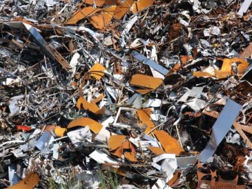 A large pile of bi-metal recycling scrap.