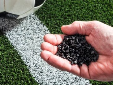 Crumb rubber is often used to create safer surfaces for athletes.